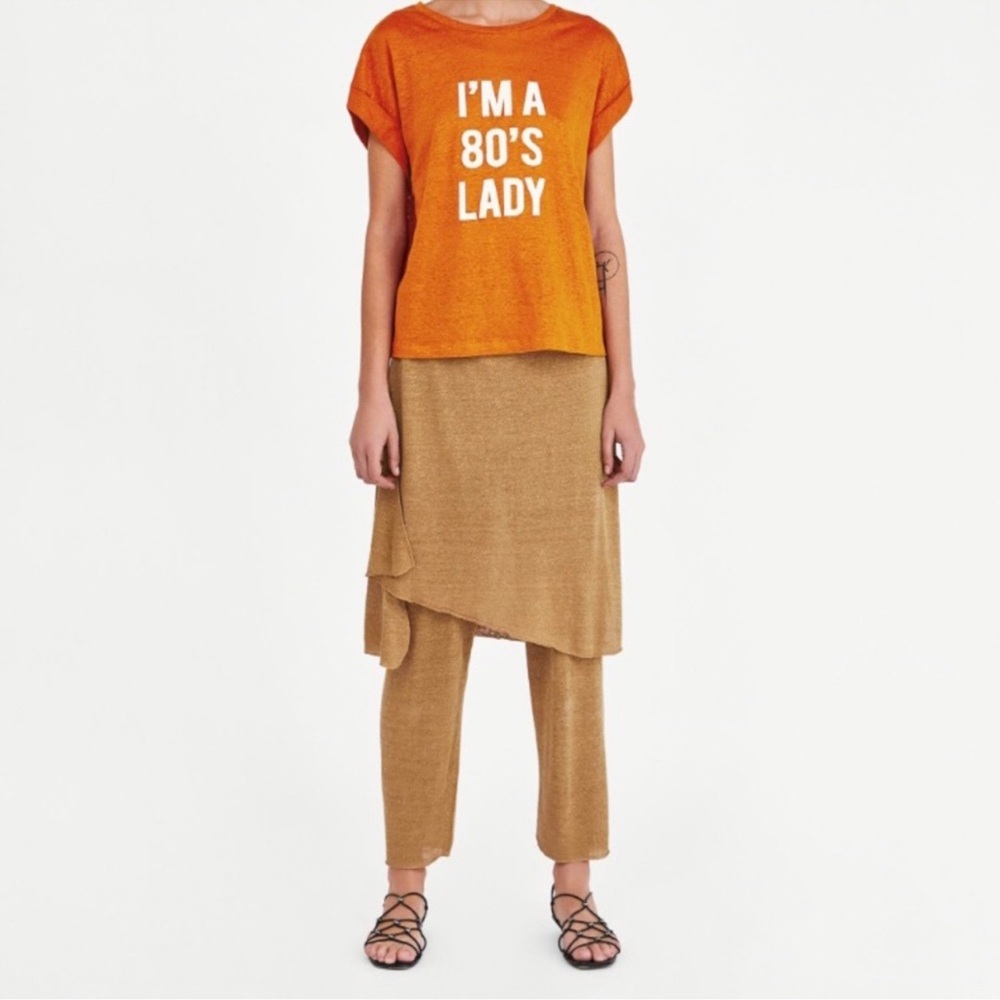 ❤️ Zara ‘I’m a 80’s Lady’ Linen Graphic Tee - Picture 4 of 13